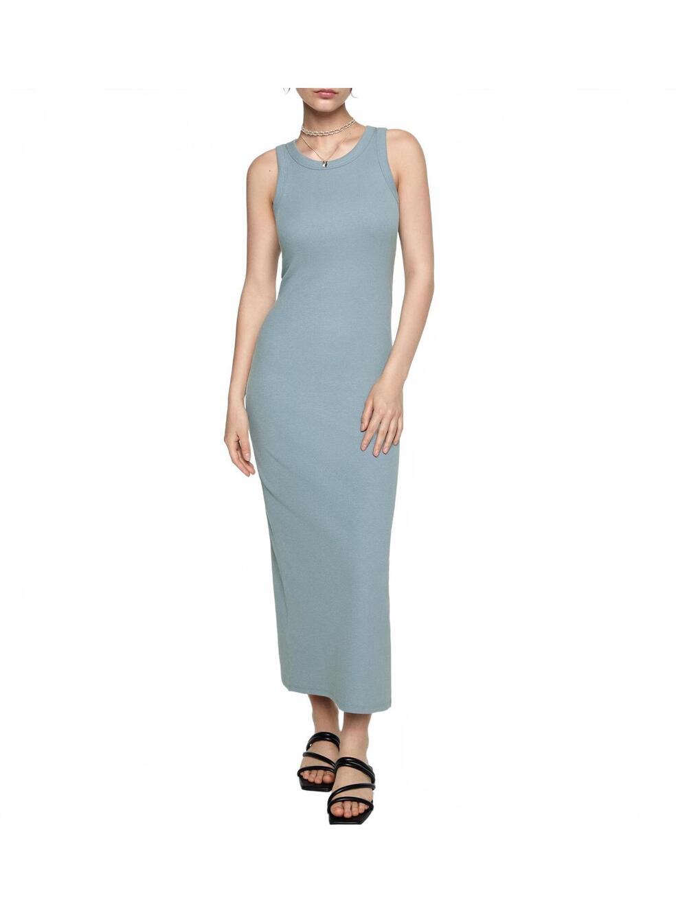 Mango Fitted Midi-Dress Pastel Green Blue NWT Teen's Small